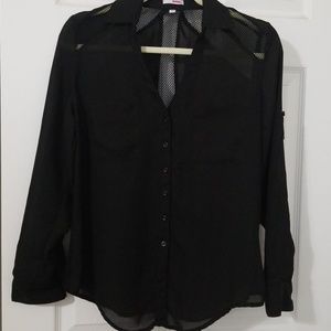 Long sleeve sheer black top